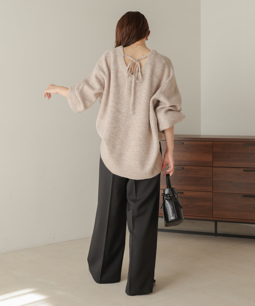 airy yarn back open knit