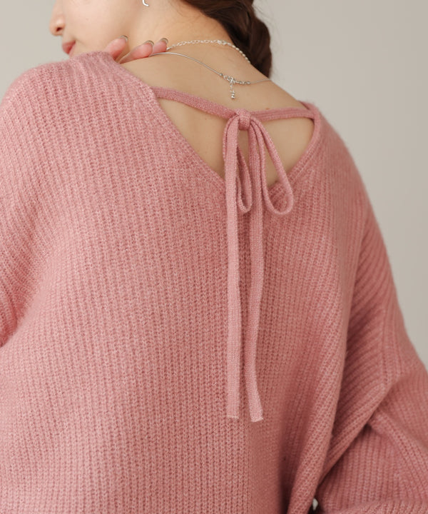 airy yarn back open knit