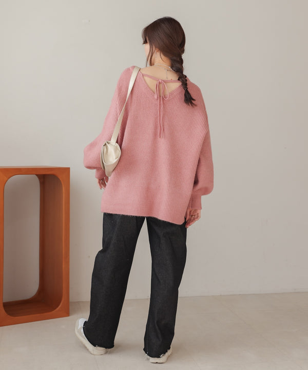 airy yarn back open knit