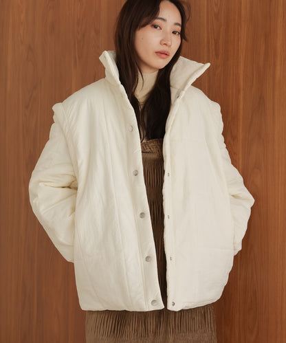 2-way mid-length down jacket with removable sleeves