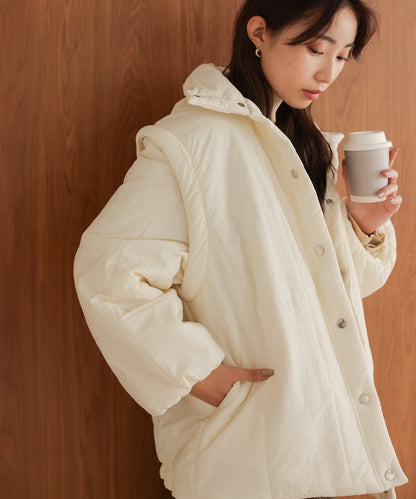 2-way mid-length down jacket with removable sleeves