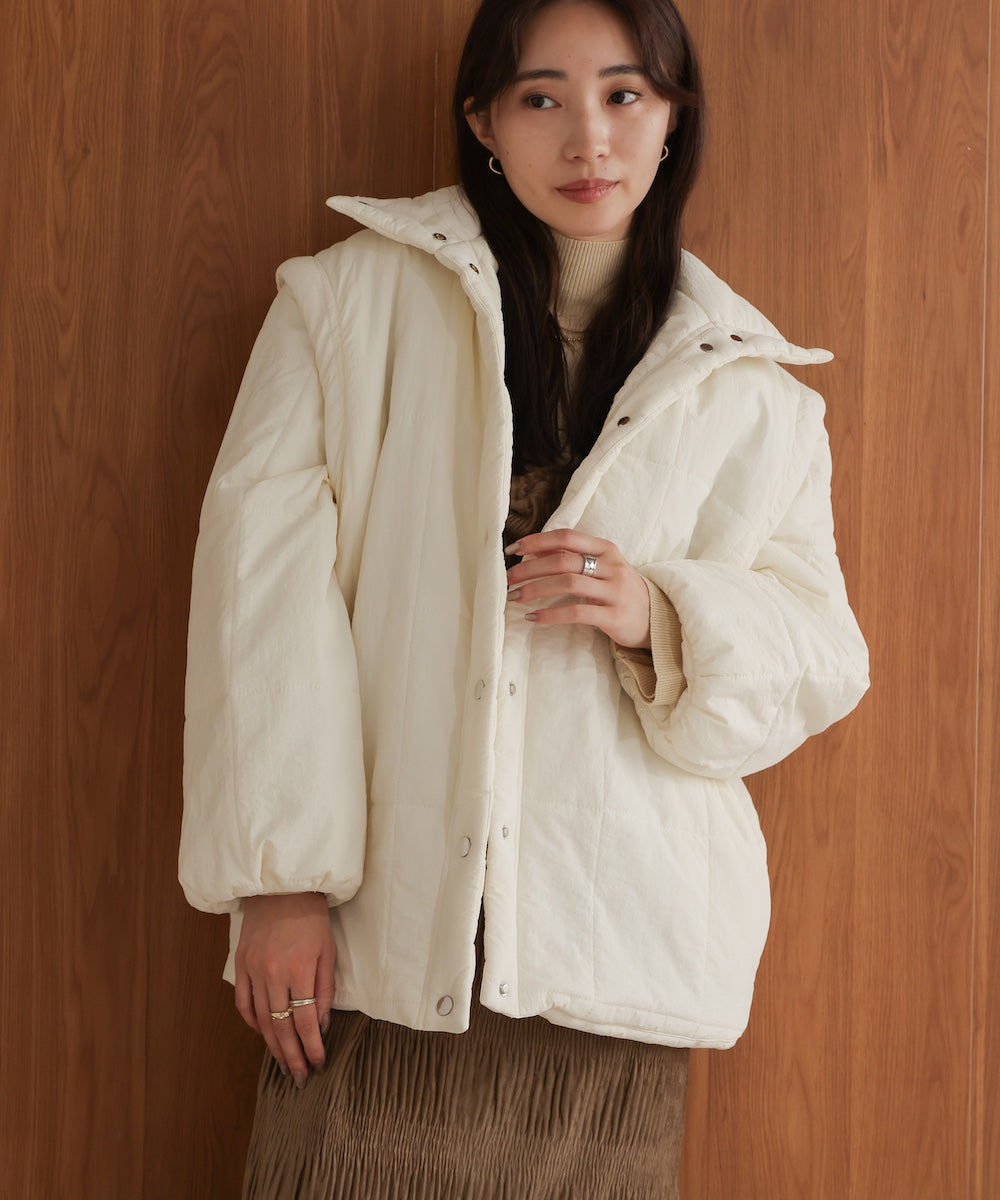 2-way mid-length down jacket with removable sleeves