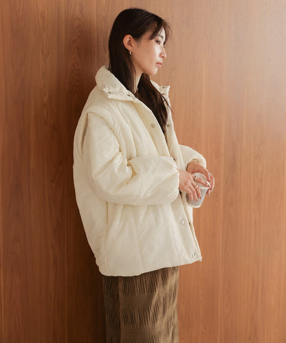 2-way mid-length down jacket with removable sleeves