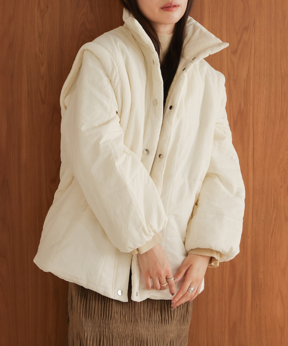 2-way mid-length down jacket with removable sleeves