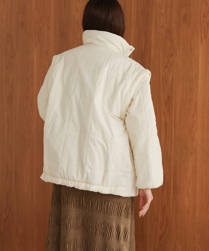 2-way mid-length down jacket with removable sleeves