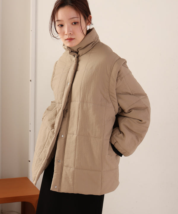 2-way mid-length down jacket with removable sleeves
