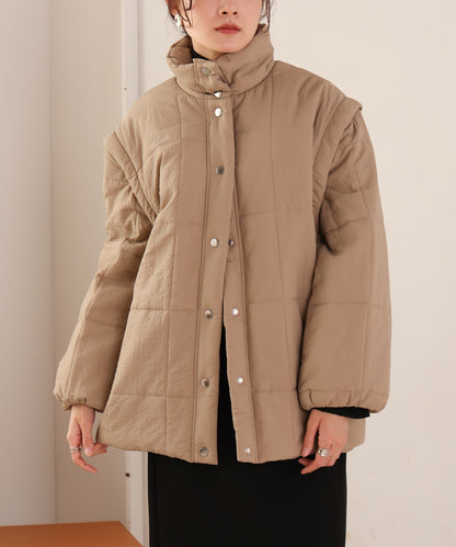 2-way mid-length down jacket with removable sleeves