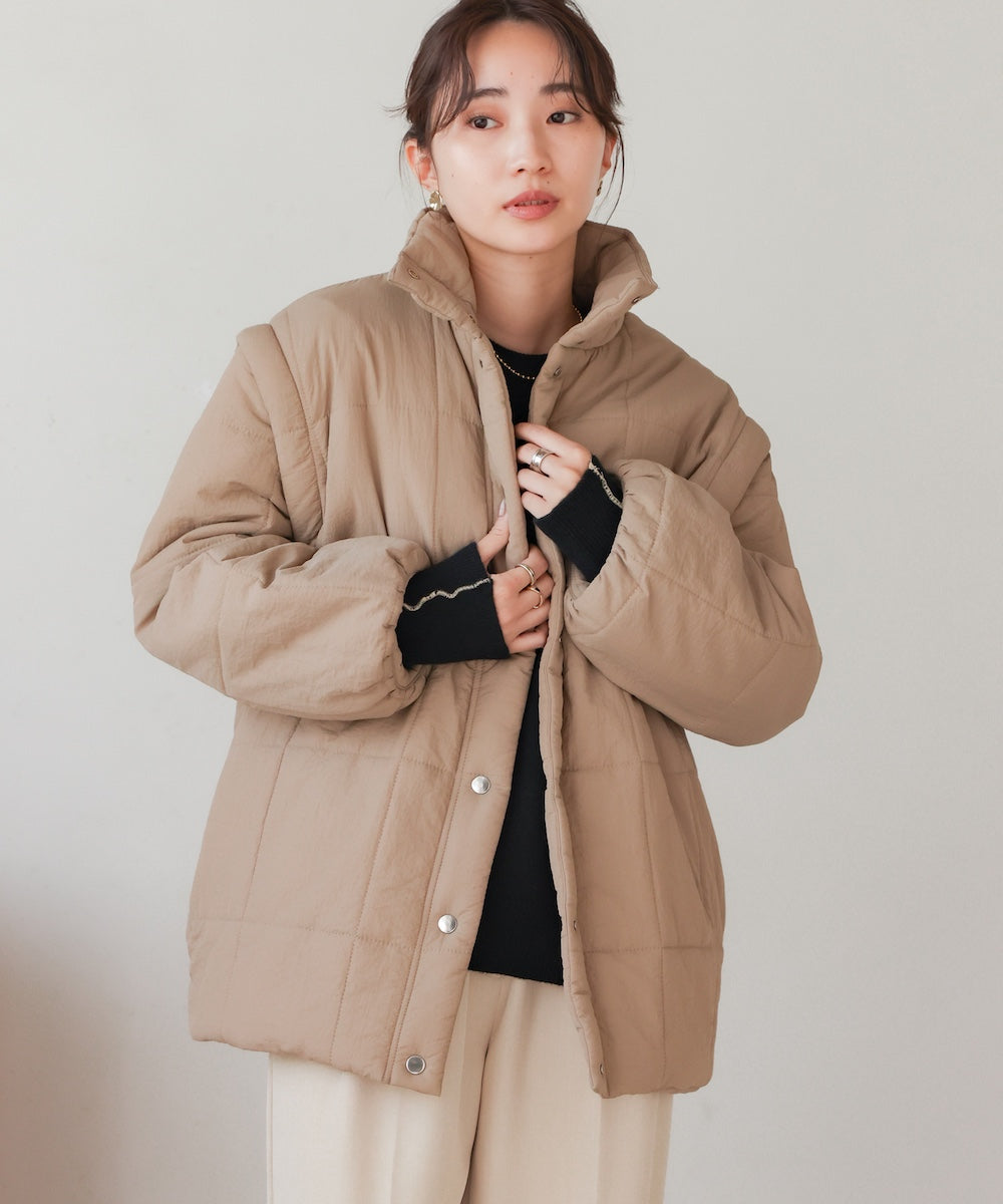 2-way mid-length down jacket with removable sleeves