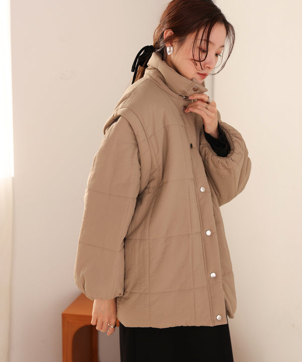 2-way mid-length down jacket with removable sleeves