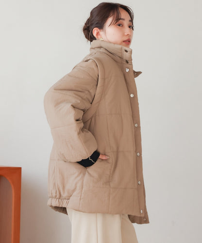 2-way mid-length down jacket with removable sleeves