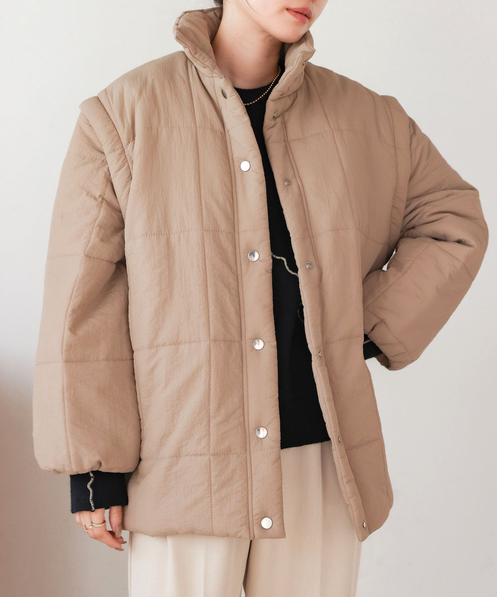 2-way mid-length down jacket with removable sleeves