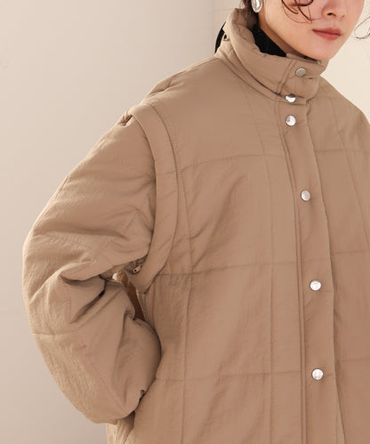 2-way mid-length down jacket with removable sleeves