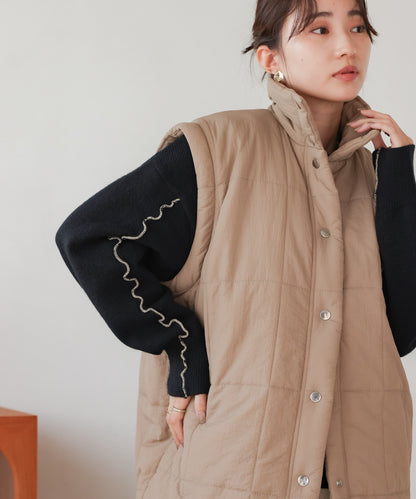 2-way mid-length down jacket with removable sleeves