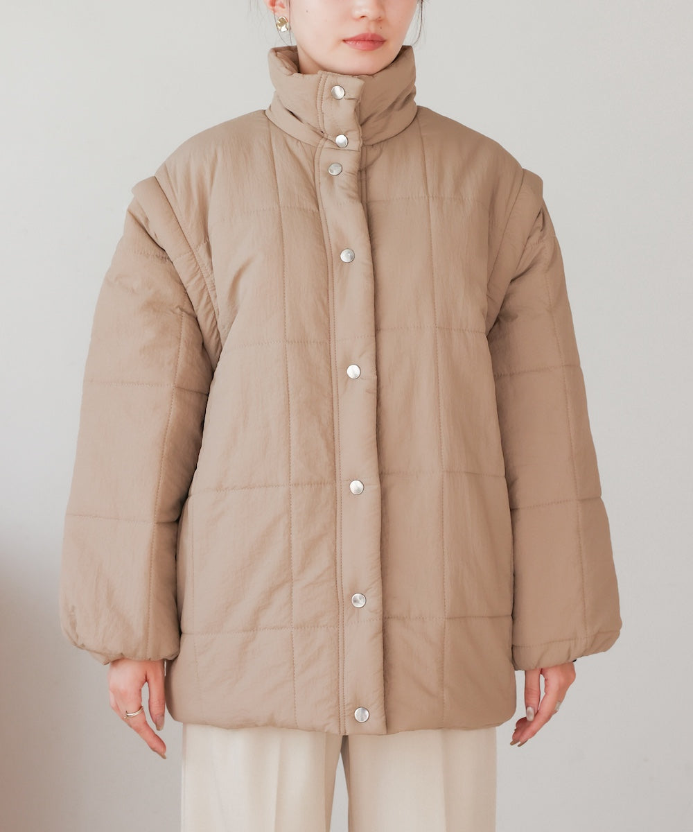 2-way mid-length down jacket with removable sleeves