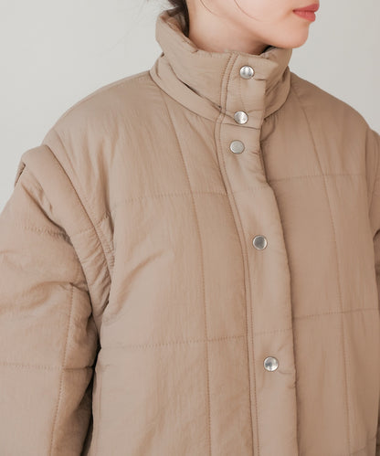 2-way mid-length down jacket with removable sleeves