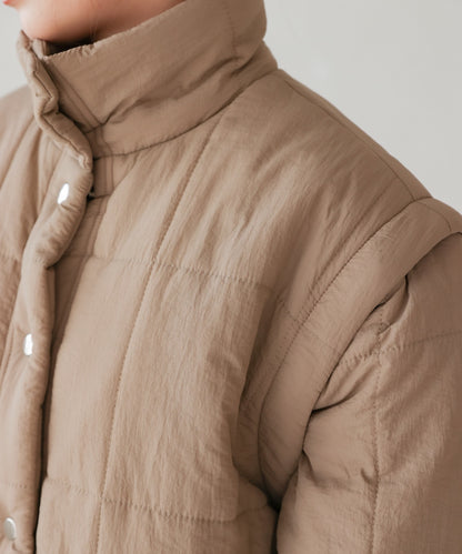 2-way mid-length down jacket with removable sleeves