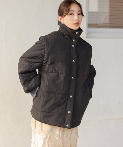 2-way mid-length down jacket with removable sleeves