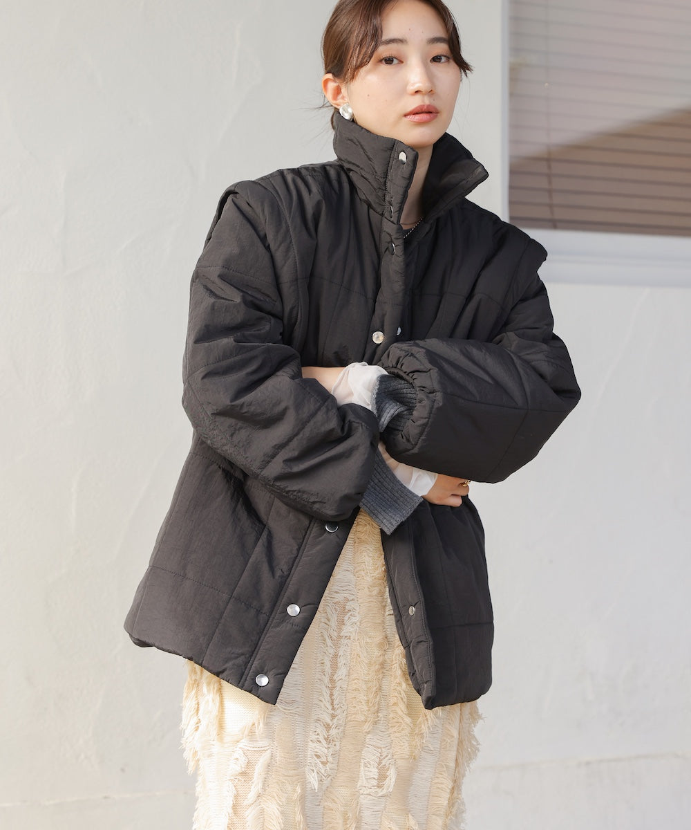 2-way mid-length down jacket with removable sleeves