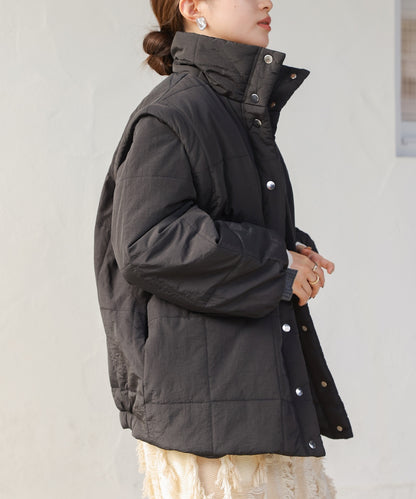 2-way mid-length down jacket with removable sleeves