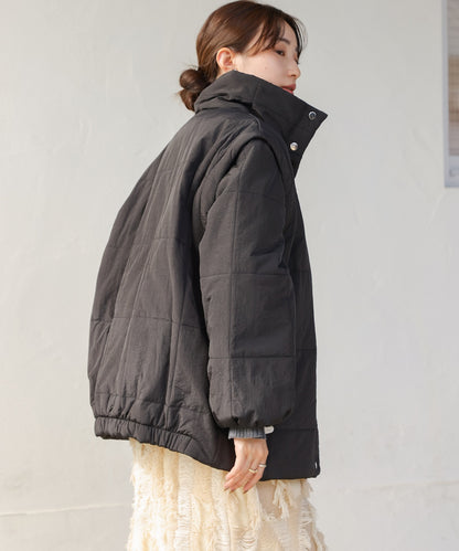 2-way mid-length down jacket with removable sleeves