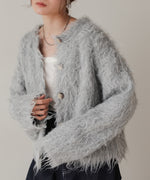 mix shaggy knit cardigan
