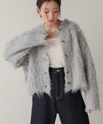 mix shaggy knit cardigan