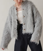 mix shaggy knit cardigan