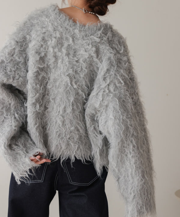 mix shaggy knit cardigan