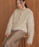 mix shaggy knit cardigan