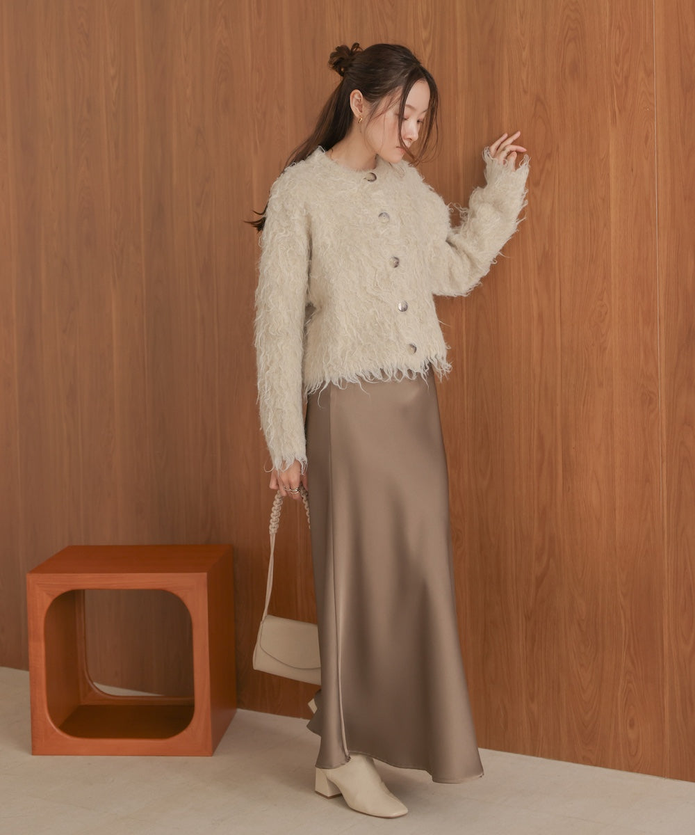 mix shaggy knit cardigan
