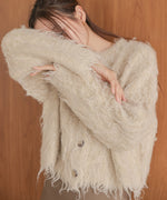 mix shaggy knit cardigan