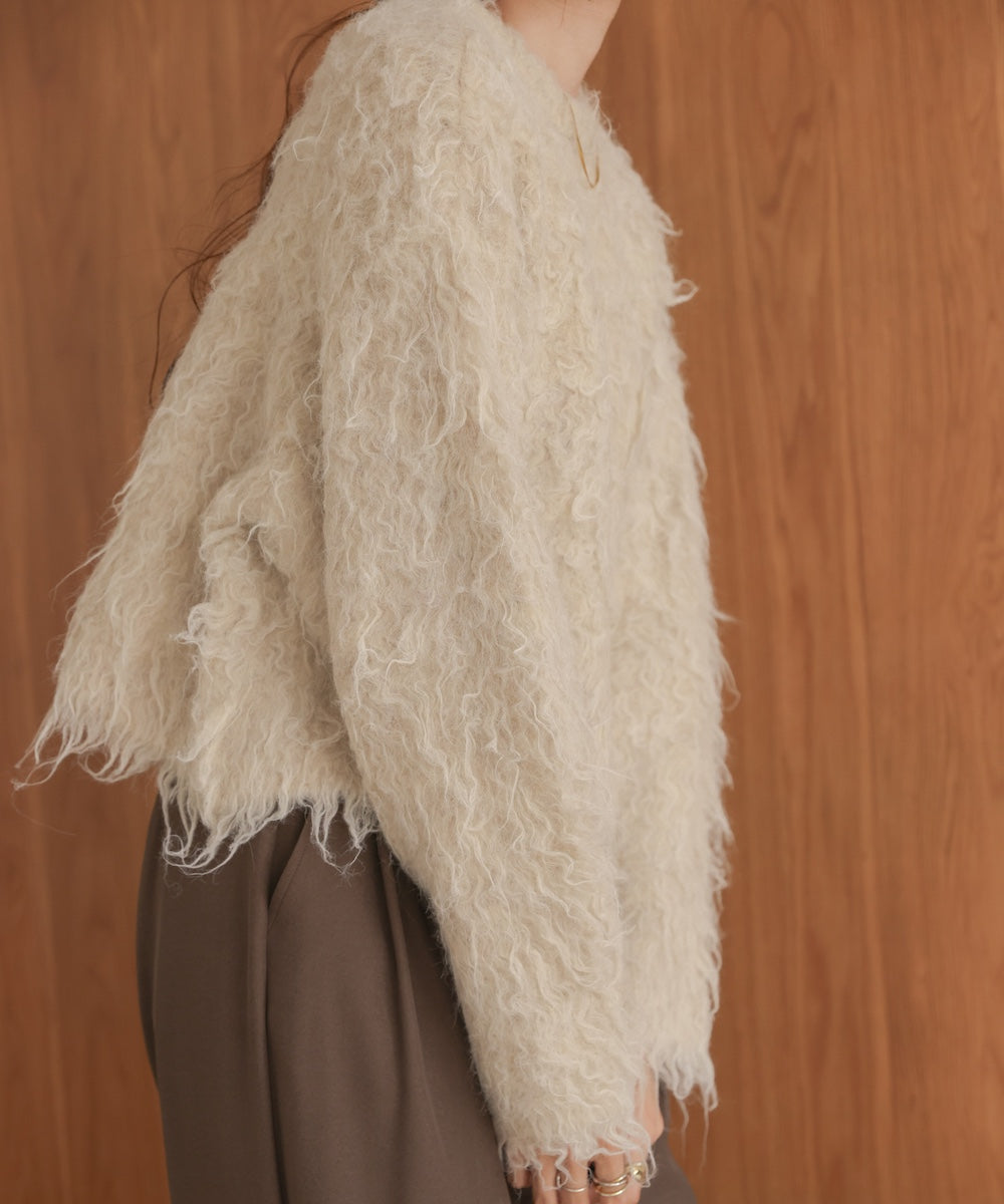 mix shaggy knit cardigan