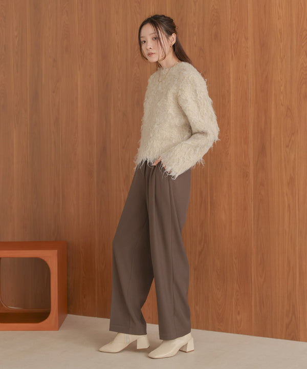 mix shaggy knit cardigan