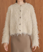 mix shaggy knit cardigan