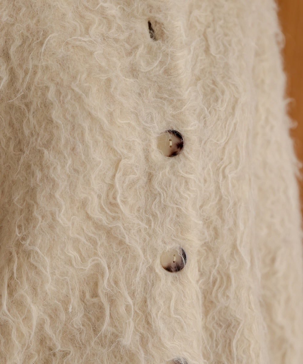 mix shaggy knit cardigan