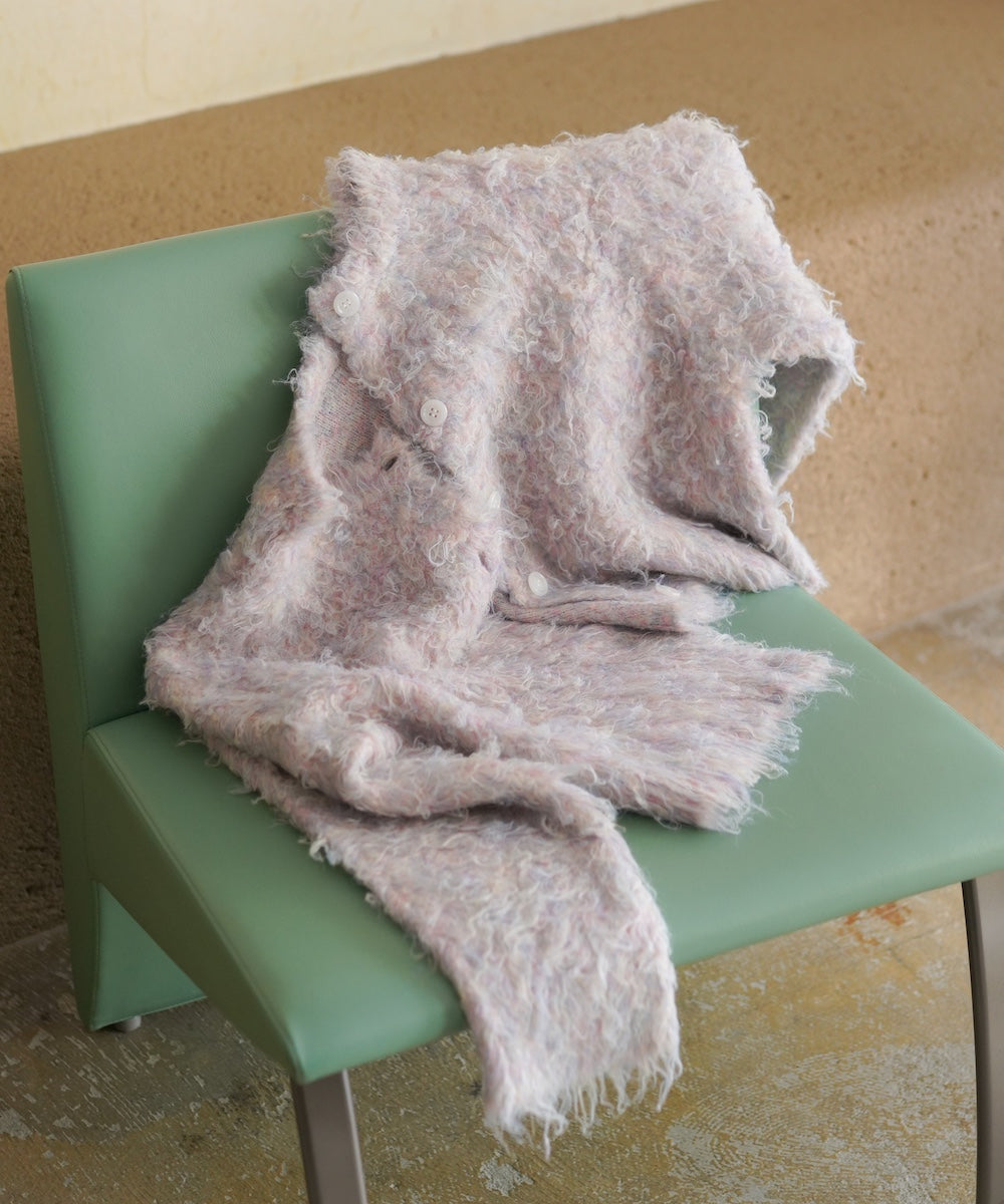 mix shaggy knit cardigan