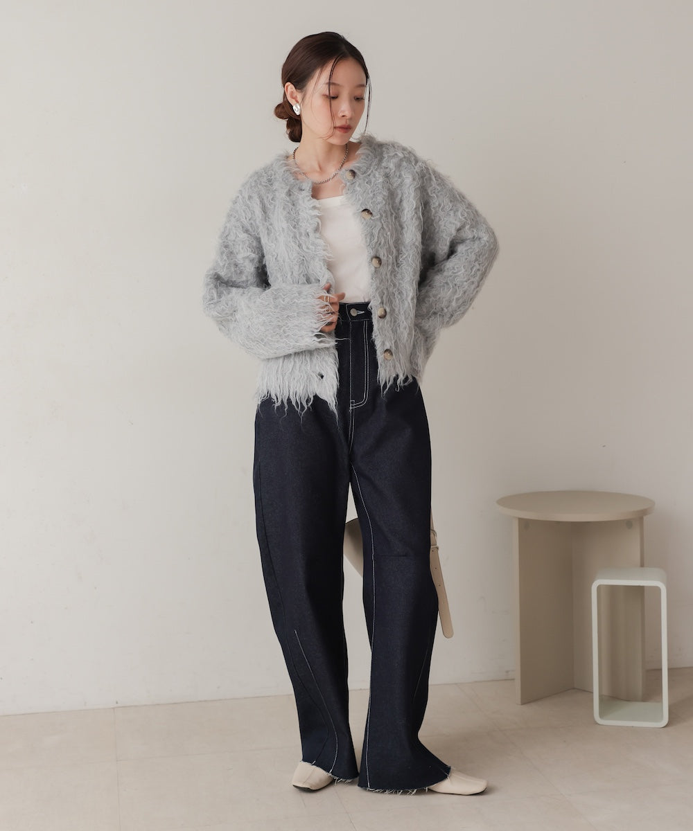 ［KNIT20％OFF］mix shaggy knit cardigan