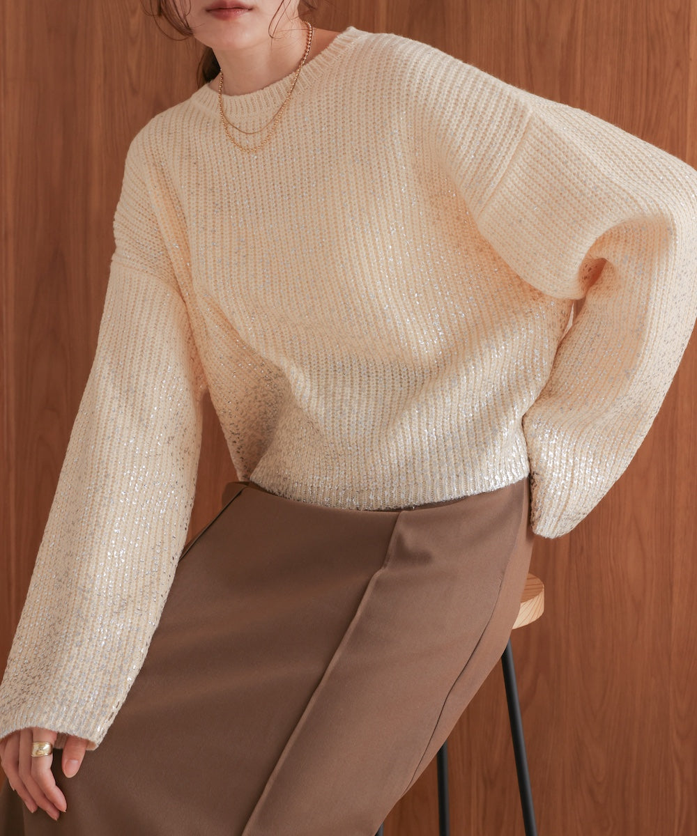 foil print knit pullover