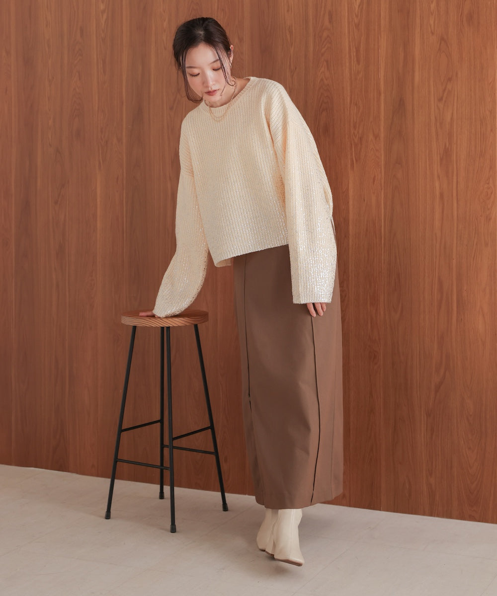 foil print knit pullover