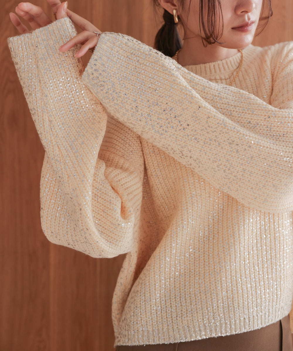 foil print knit pullover