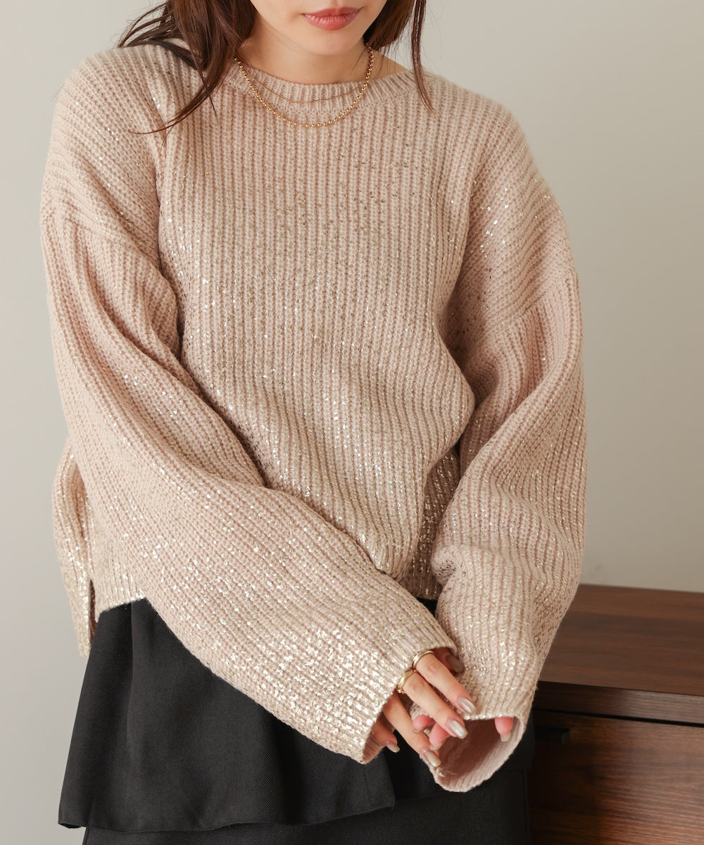 foil print knit pullover