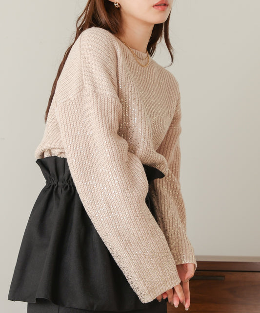 foil print knit pullover