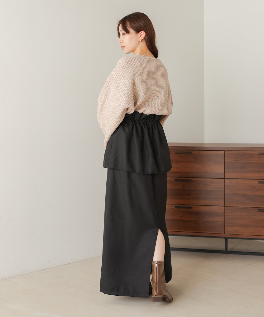 foil print knit pullover