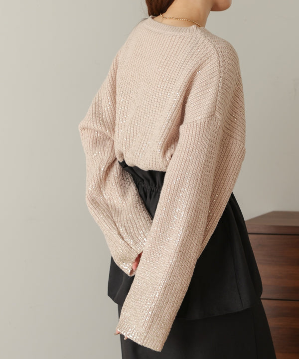 foil print knit pullover