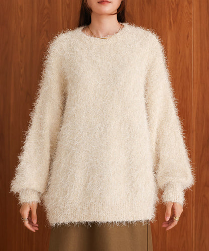 lame shaggy knit tops