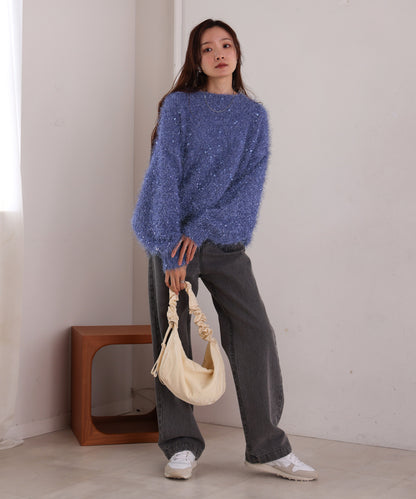 lame shaggy knit tops