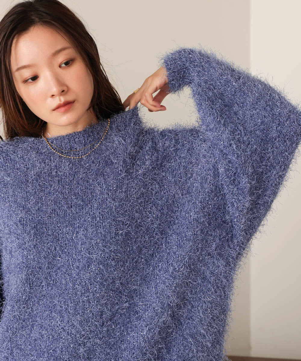 lame shaggy knit tops