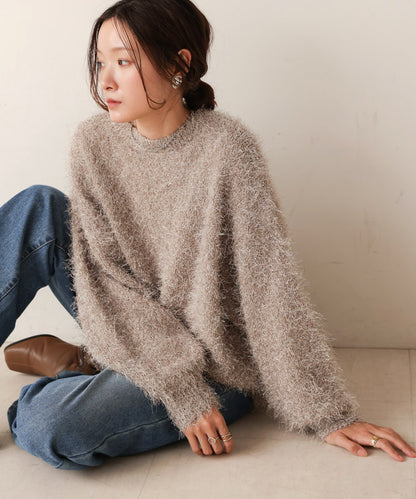 lame shaggy knit tops