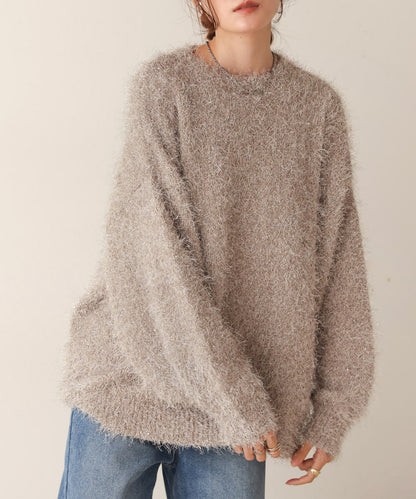 lame shaggy knit tops