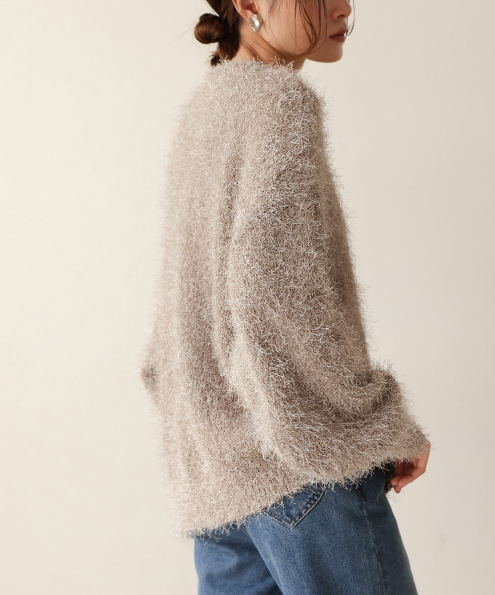 lame shaggy knit tops